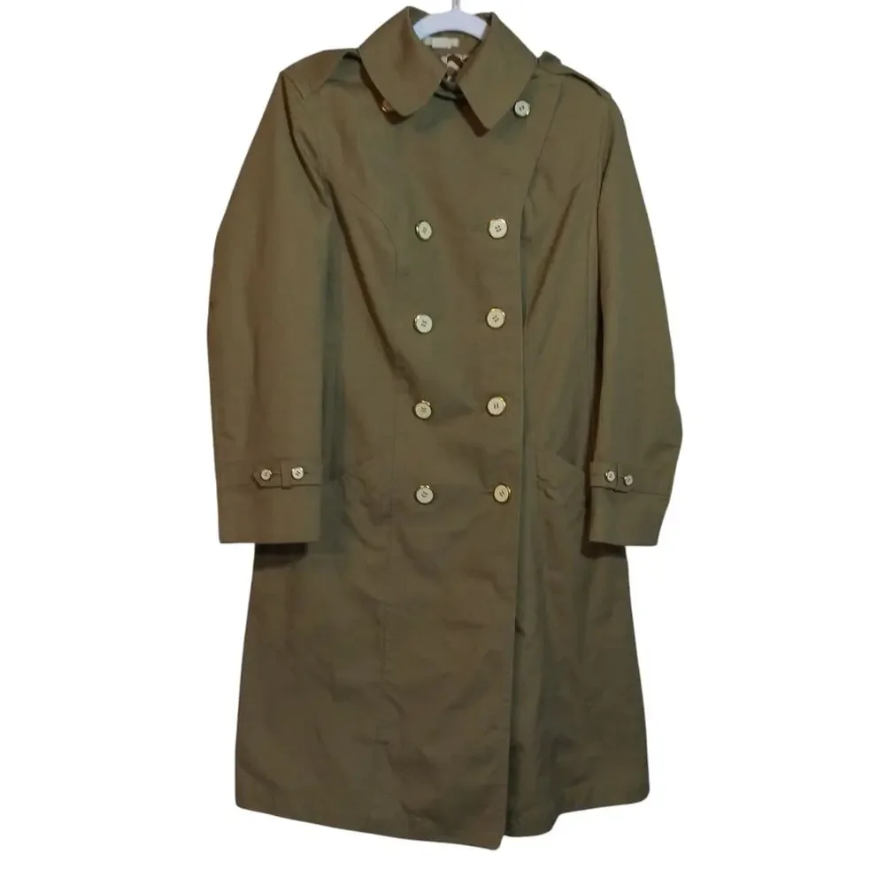 Fleet Street Rain Shine Classic Tan Double-Breasted Women's Trench Coat Size 10